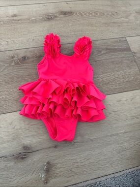 Habitual Hot Pink Ruffle One-Piece Swim Bodysuit